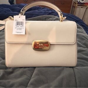 Coach Cream Satchel with Gold Accents